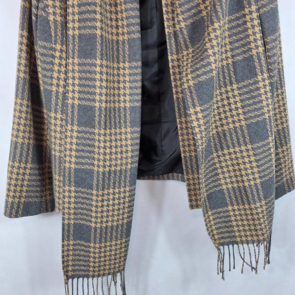 Vintage Kasper Wool Blend Skirt Suit Size 8 Gray & Yellow Plaid Jacket Gray Skir - Picture 4 of 15